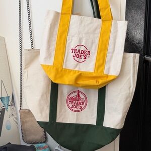 Trader Joe's Canvas Tote Bag Set - Yellow and Green